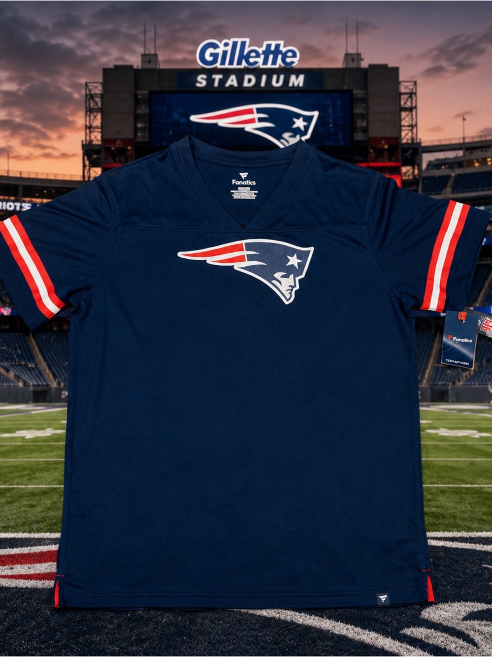 Fanatics Navy and Red Athletic Jersey Top